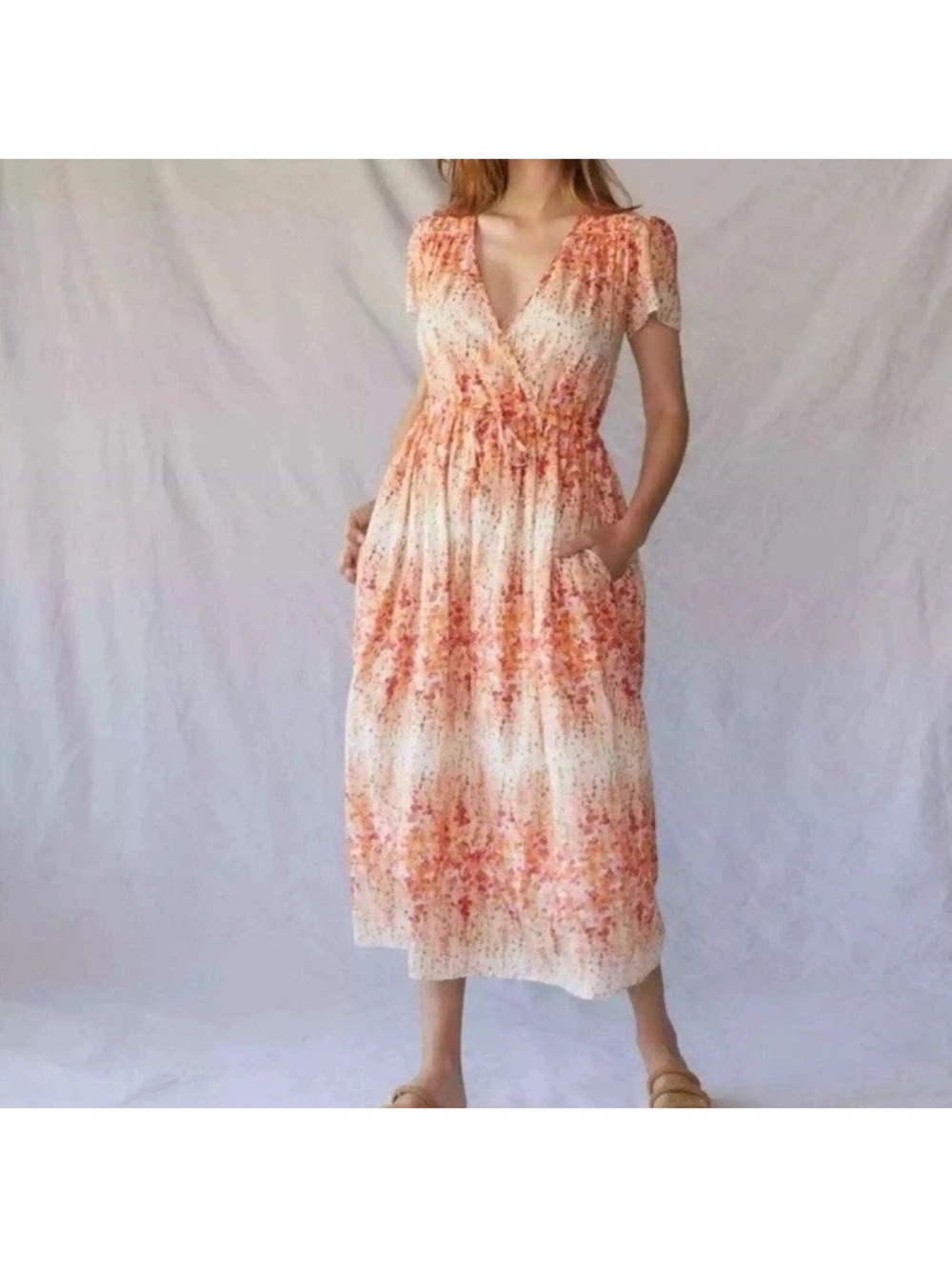 Christy Dawn the dawn dress midi sunset Gladiola-print Sz XL organic cotton